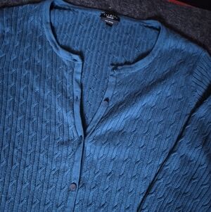 Talbots Teal Textured Cardigan